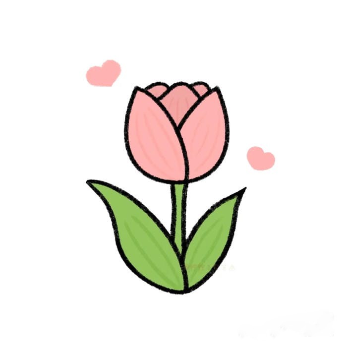 tranh vẽ hoa tulip đơn giản dễ học