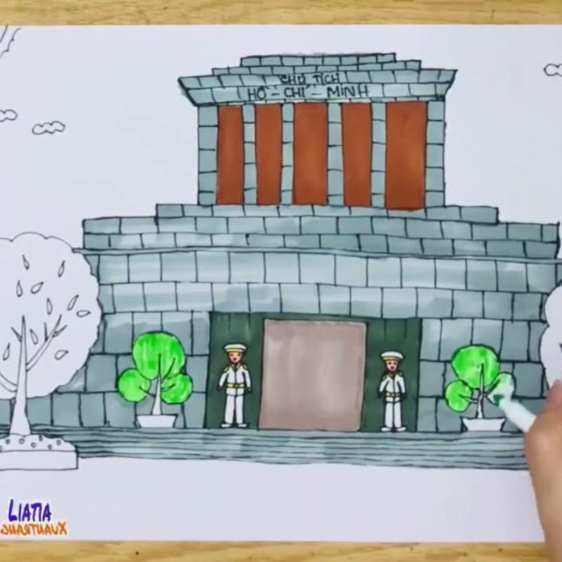 tranh vẽ lăng bác chưa tô màu mẫu cơ bản