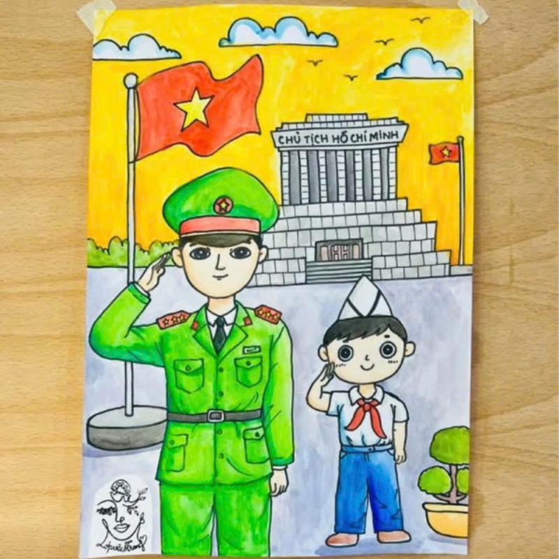 tranh vẽ lăng bác của học sinh giàu cảm xúc