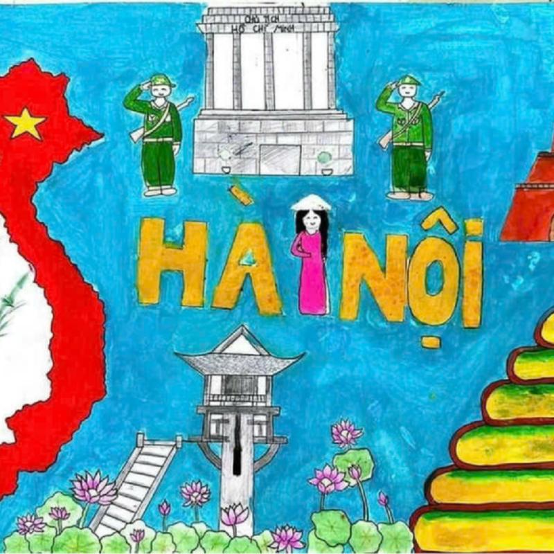 tranh vẽ lăng bác của học sinh sáng tạo
