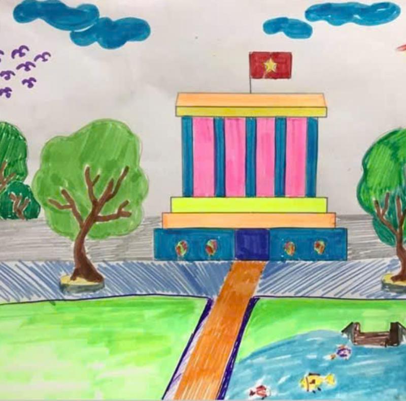 tranh vẽ lăng bác hồ chưa tô màu cho bé