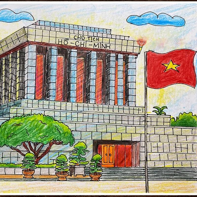 tranh vẽ lăng bác đơn giản cho học sinh