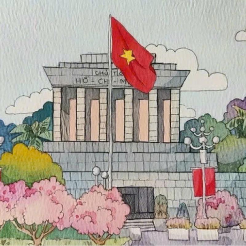 tranh vẽ lăng bác đơn giản mà ý nghĩa