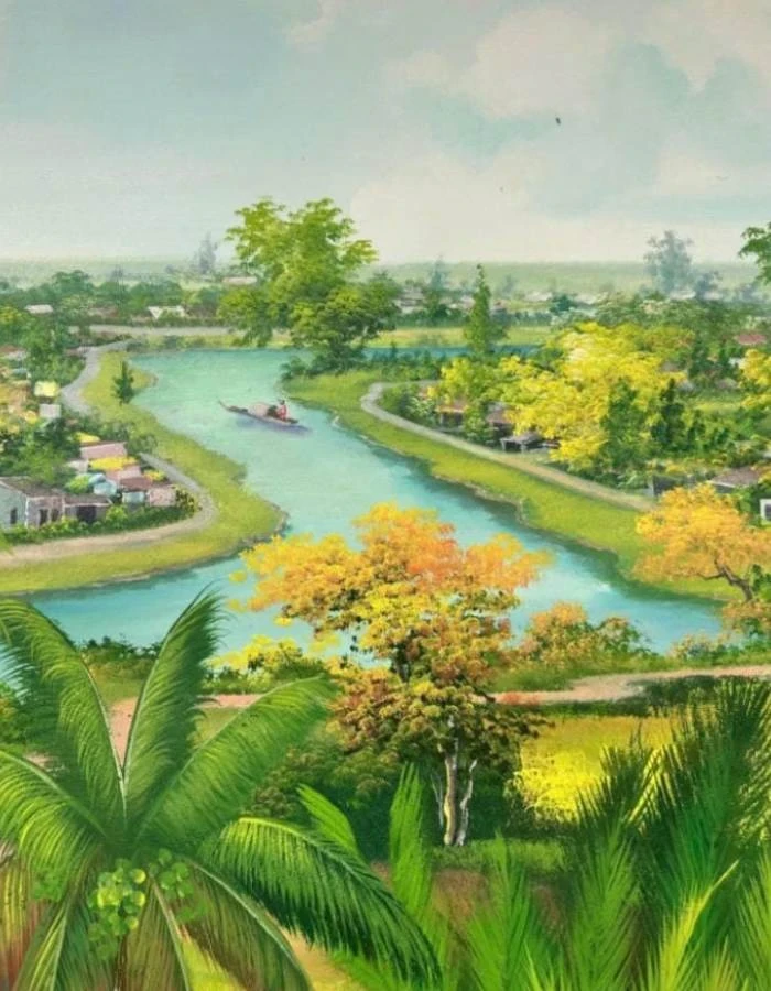 tranh vẽ phong cảnh quê hương thể hiện tình cảm