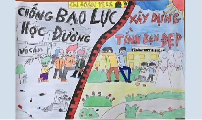 tuyên truyền tranh vẽ phòng chống bạo lực học đường