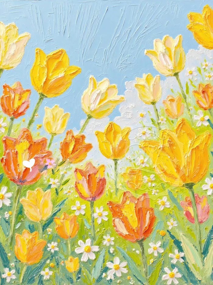 vẽ tranh hoa tulip cute đáng yêu