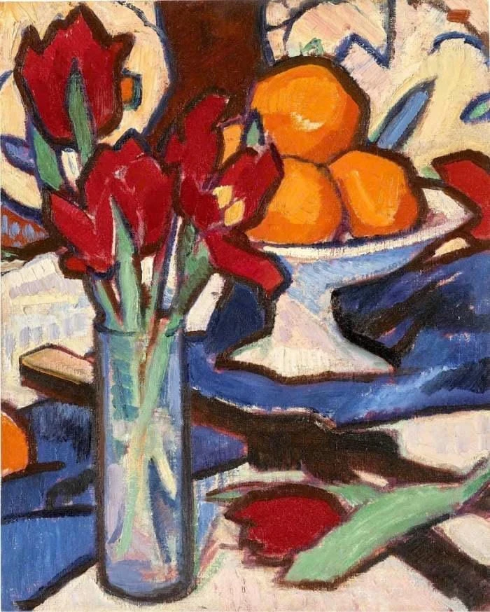 vẽ tranh tĩnh vật hoa tulip dáng hoa cao
