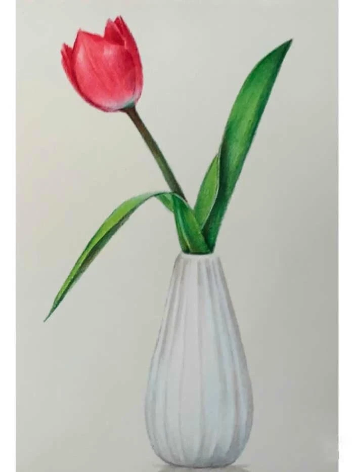ý tưởng tranh tĩnh vật hoa tulip dành người mới