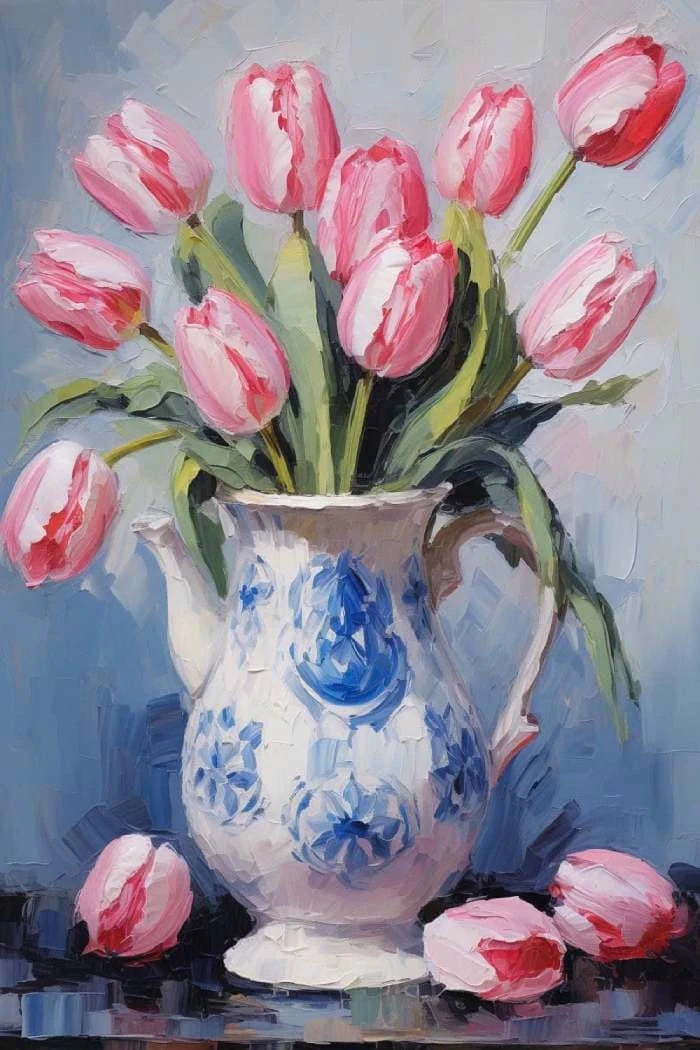 ý tưởng vẽ tranh tĩnh vật hoa tulip trong lớp mỹ thuật