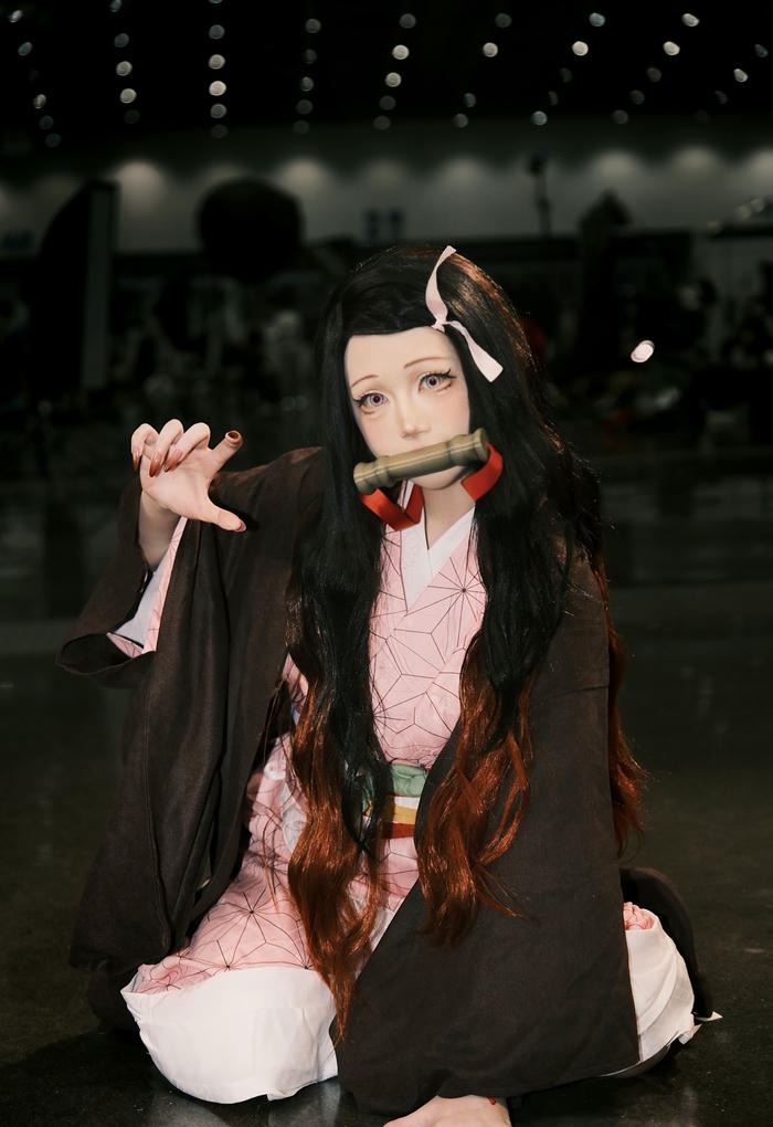 ảnh cosplay nezuko chất liệu dệt