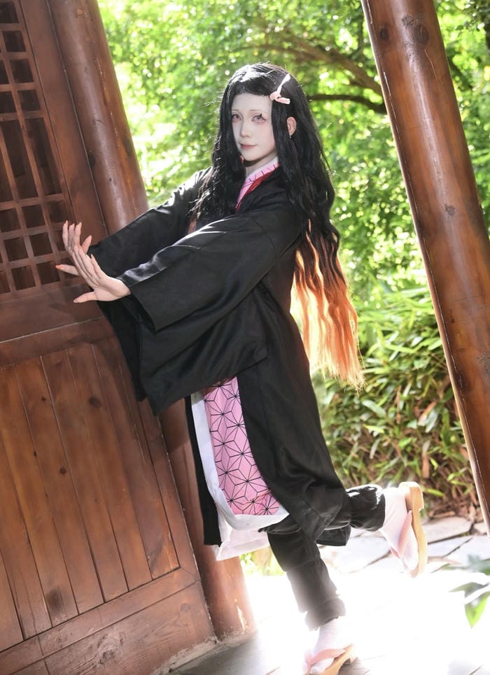 hình ảnh coslay nezuko cấu trúc áo dài