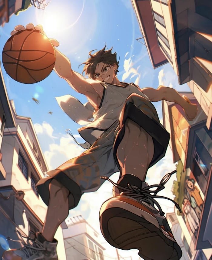 Ảnh anime bóng rổ thi đấu gay cấn