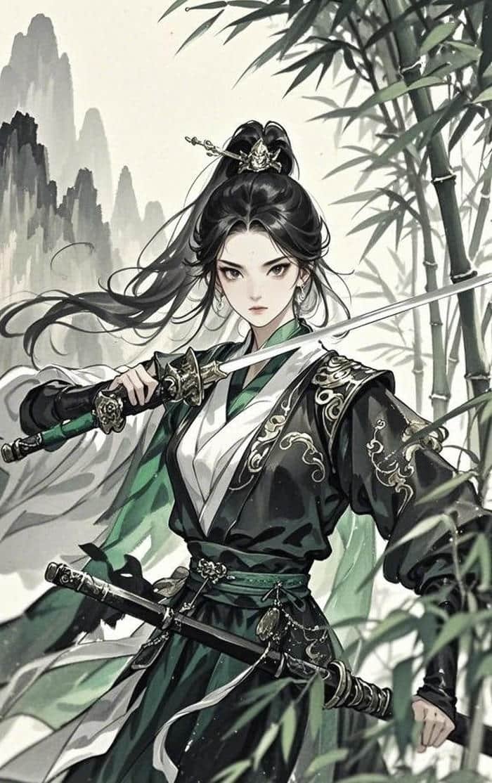 Ảnh anime nữ cầm kiếm oai phong