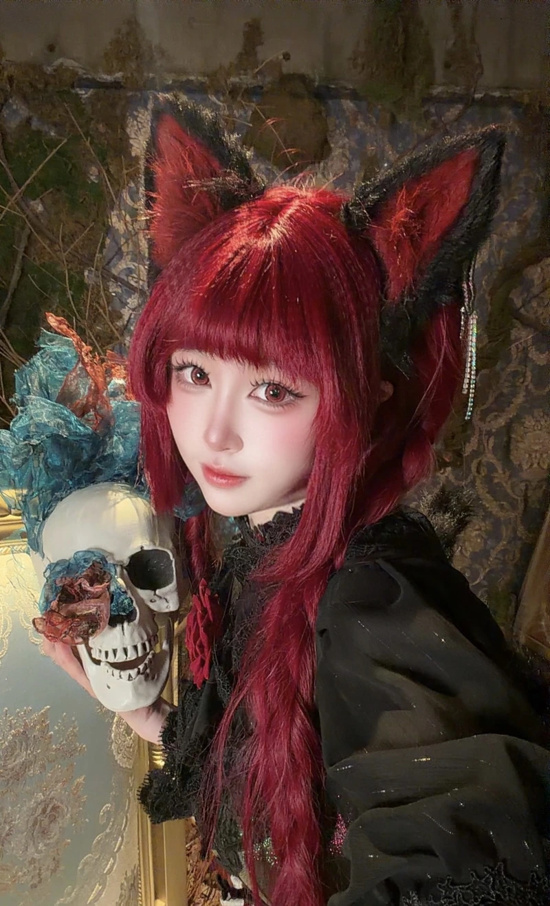 Ảnh góc chụp gần mèo cosplay làm rõ từng chi tiết