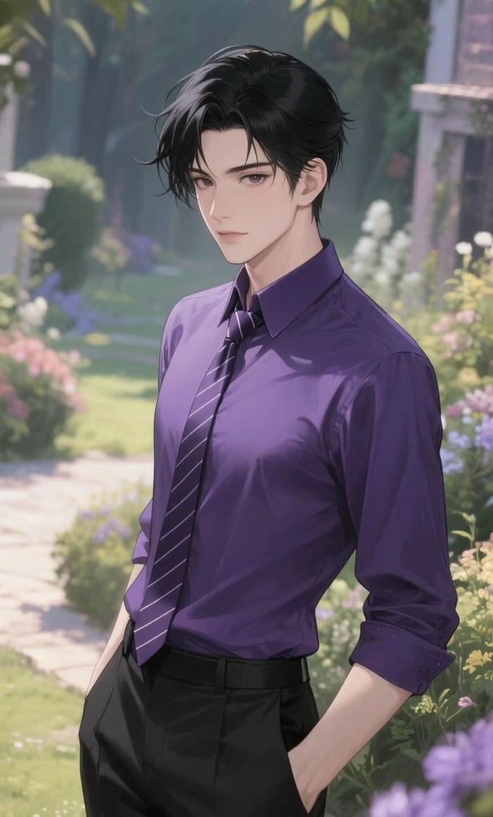 Ảnh tổng tài anime mặc áo tím