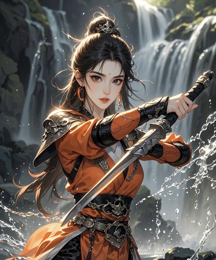 Bức ảnh anime nữ cầm kiếm ngầu