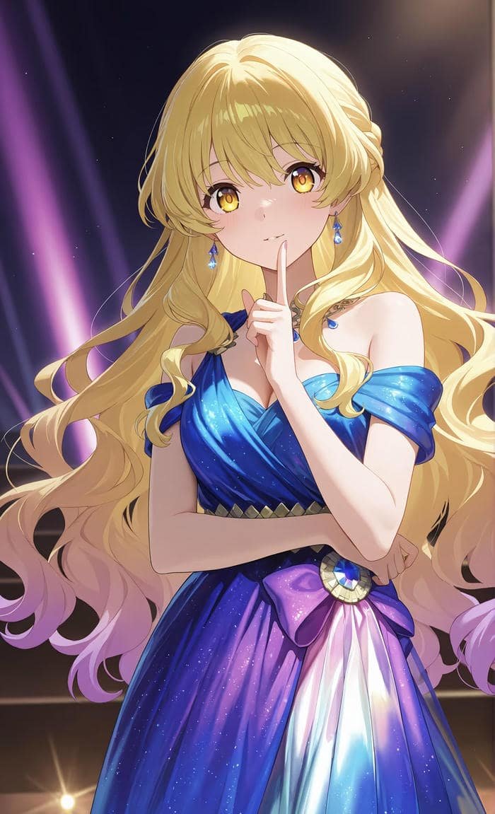 Bức ảnh anime tóc vàng sinh động