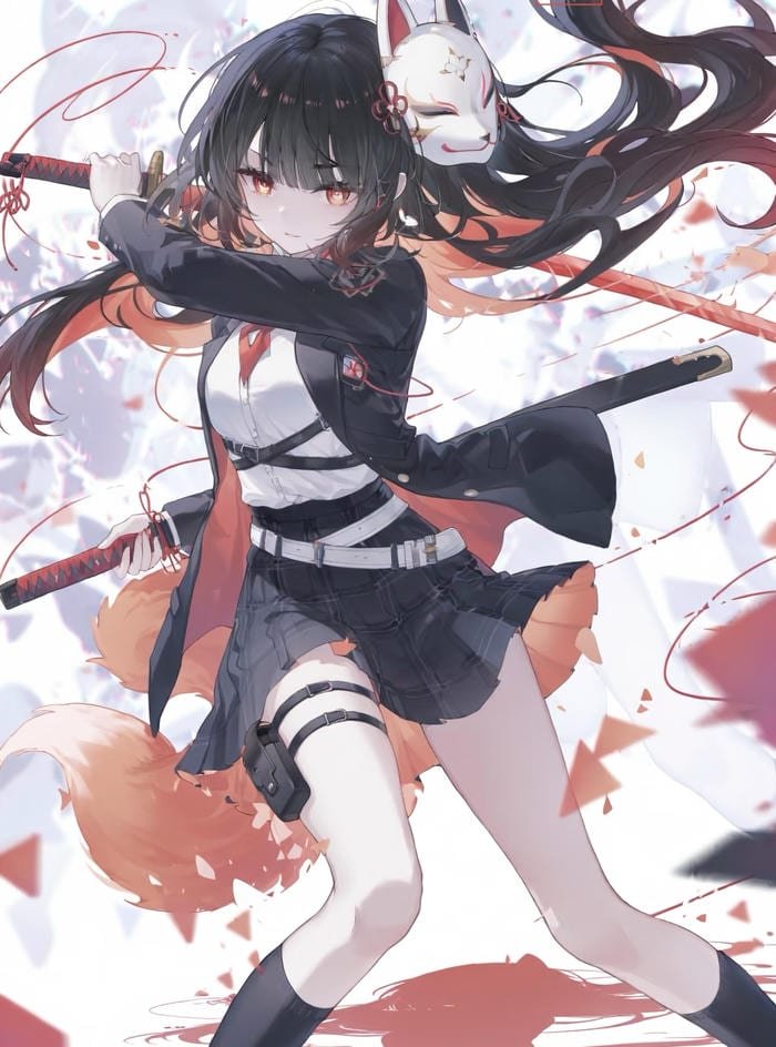 Bức ảnh chiến binh anime nữ cầm kiếm