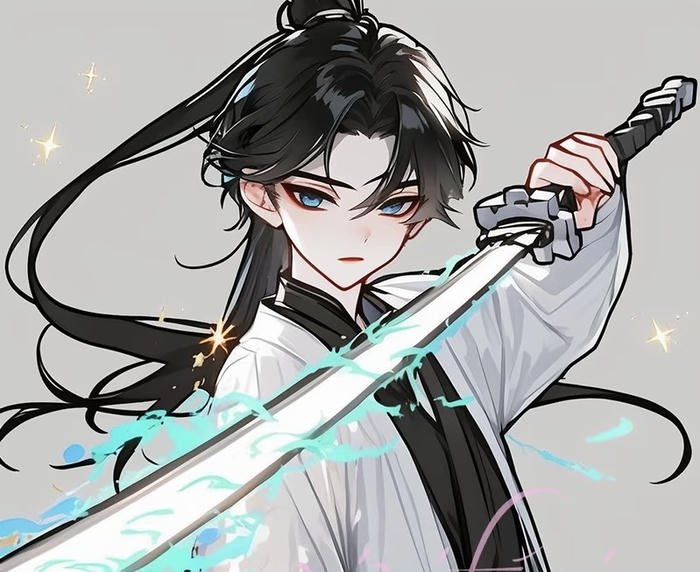 Bức hình nam anime cầm kiếm oai phong