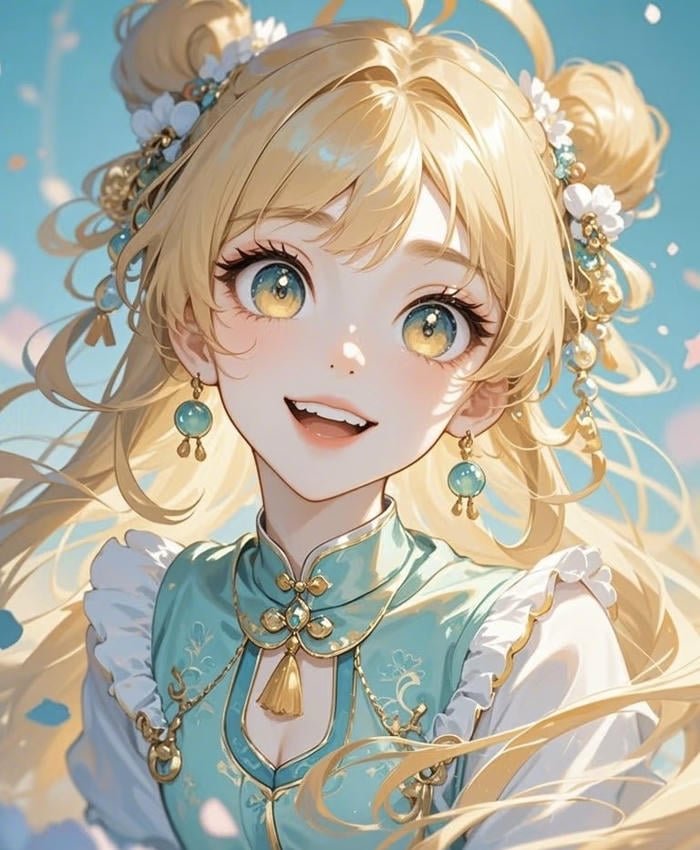 Bức hình tóc vàng anime nghệ thuật