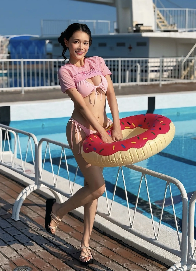Diễn viên mary tachibana bikini cầm chiếc phao