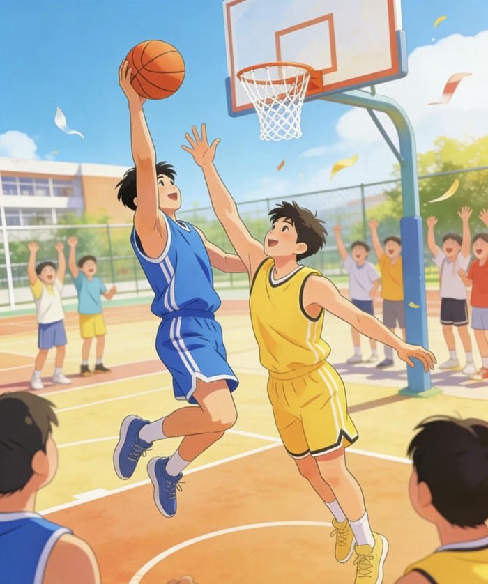 Hình ảnh anime bóng rổ bứt phá cao