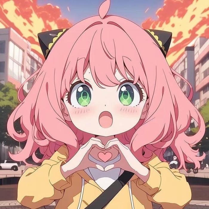 Hình ảnh anime nữ cute tạo dáng trái tim