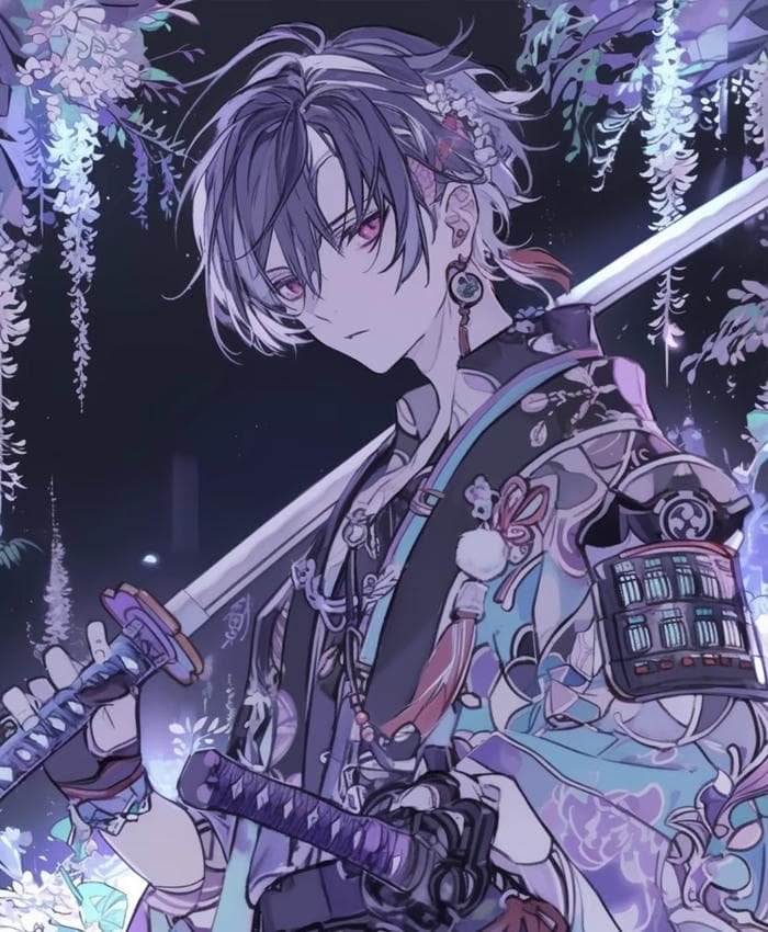 Hình ảnh cầm kiếm katana của nam anime