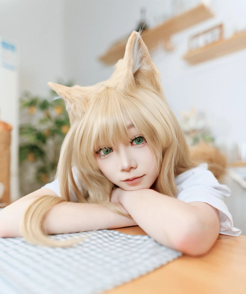 Hình ảnh góc chụp nghiêng mèo cosplay làm rõ đường nét