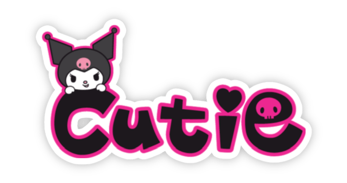 Hình ảnh sticker chữ Kurumi đen hồng