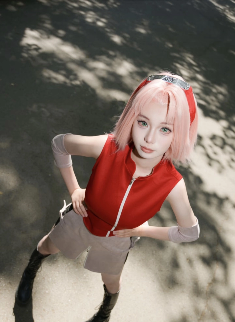 Hình ảnh tóc hồng mềm mại cosplay Sakura
