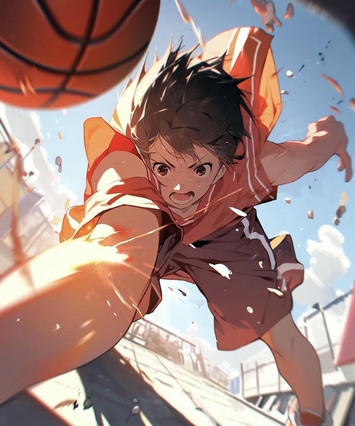 Hình anime bóng rổ năng động trẻ