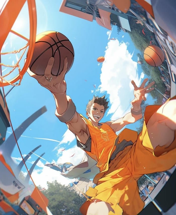 Hình anime bóng rổ sức bật cao