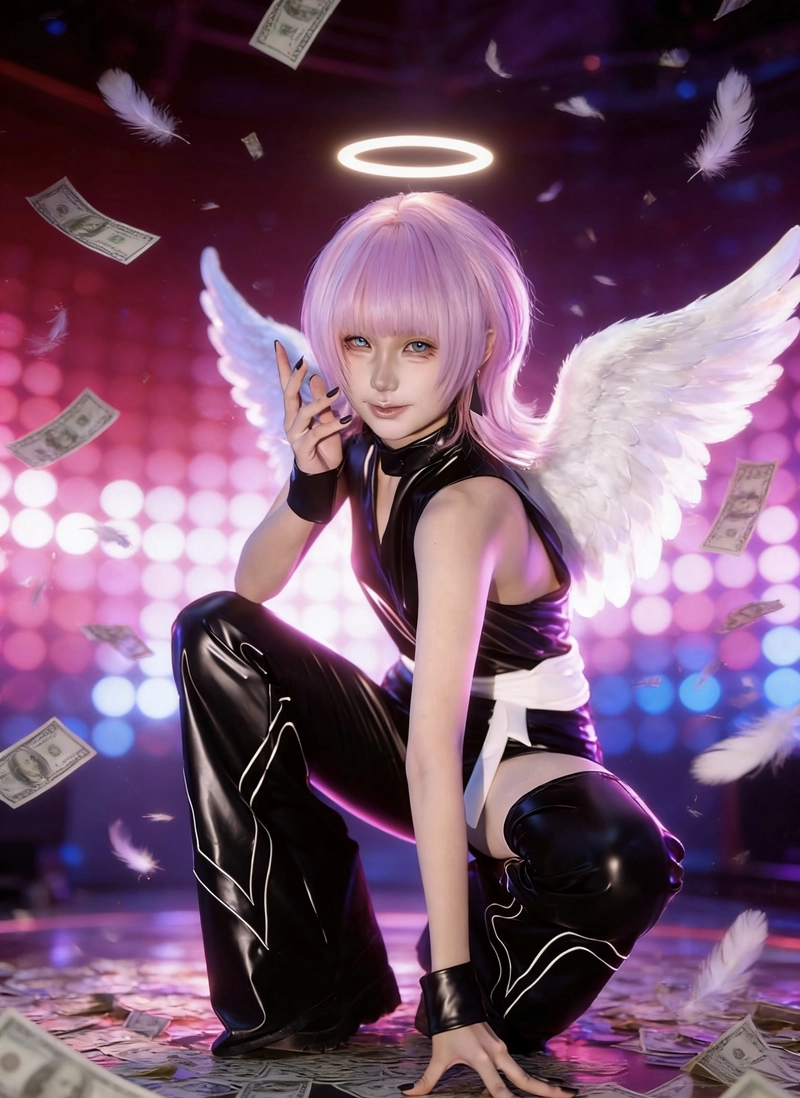 Hình cosplay thiên thần tạo dáng dịu dàng nhẹ