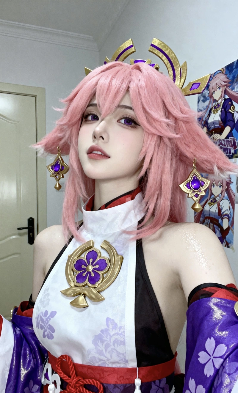 Hình gương mặt hóa trang cổ trang cosplay với ánh sáng dịu