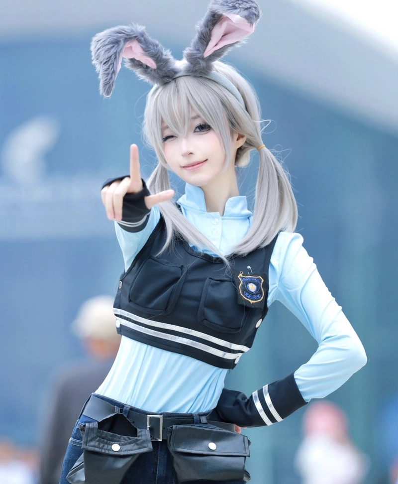 Hình gương mặt trang điểm thỏ cosplay với nét nhẹ nhàng