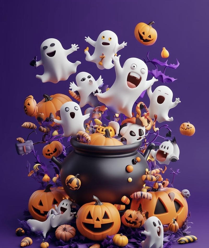 Hình ma chibi ngộ nghĩnh phong cách hoạt hình đáng yêu