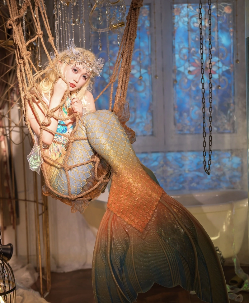 Hình nàng tiên cá cosplay với mái tóc dài óng mượt