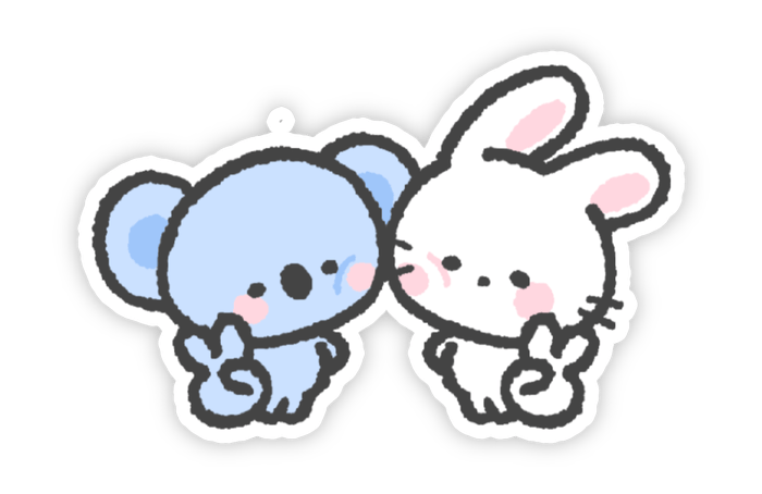 Hình nhãn dán cute cặp đôi nhà thỏ