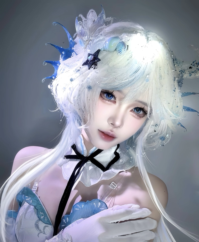 Hình nhân vật hóa thân cổ trang cosplay trong khung hình rõ