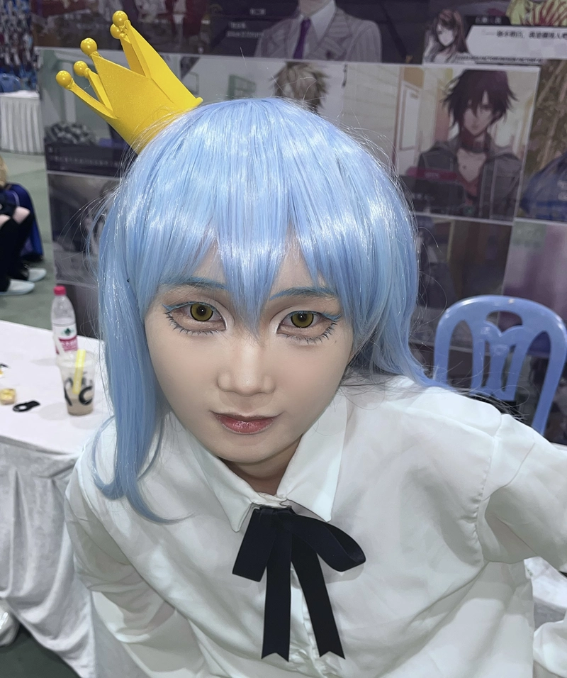 Hình tạo hình tóc xanh theo Rimuru cosplay đẹp