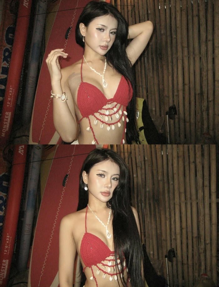 Hotgirl Xuân Ca sexy sexy bikini đỏ