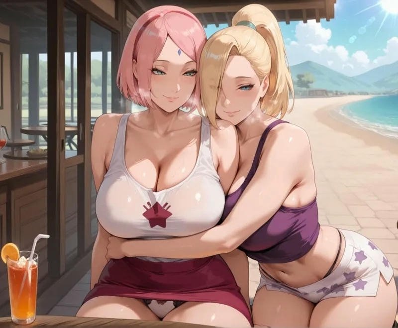 Lesbian hentai hai nàng dạng rộng phô bày hàng dâm loạn