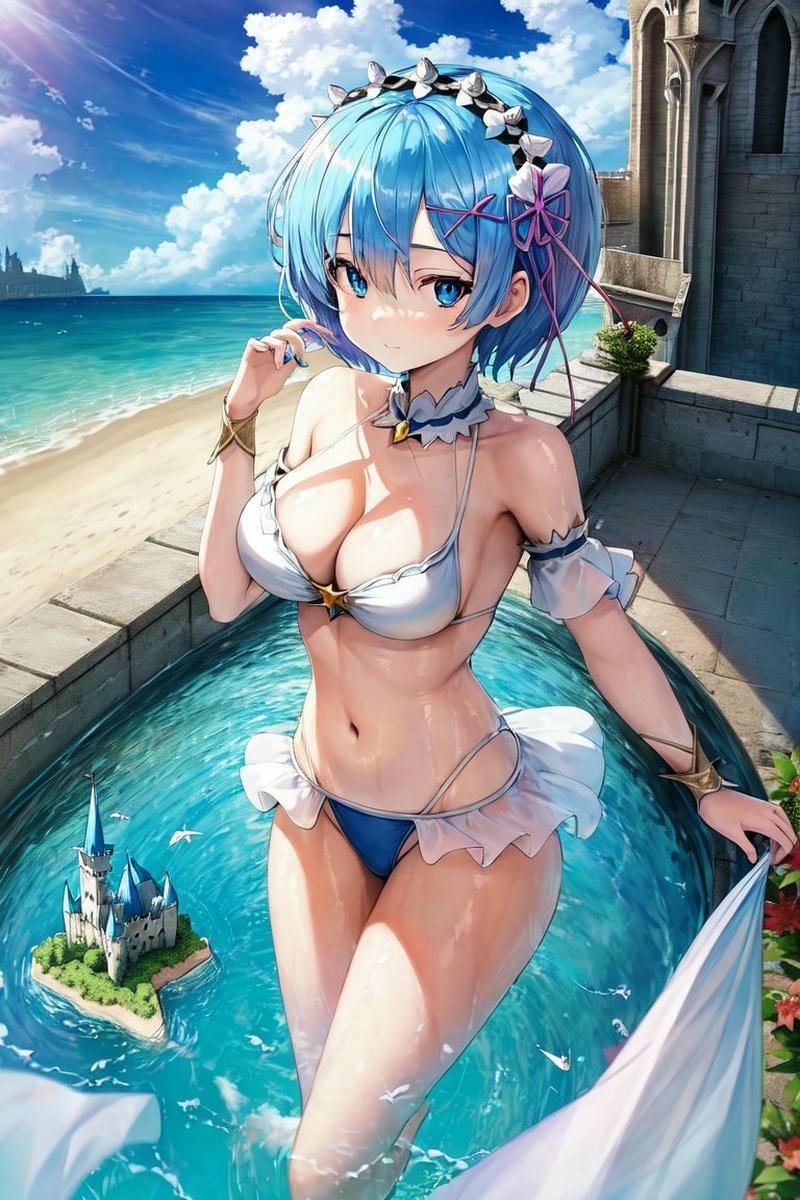 Rem hentai liếm đầu khấc sướng run người lewd
