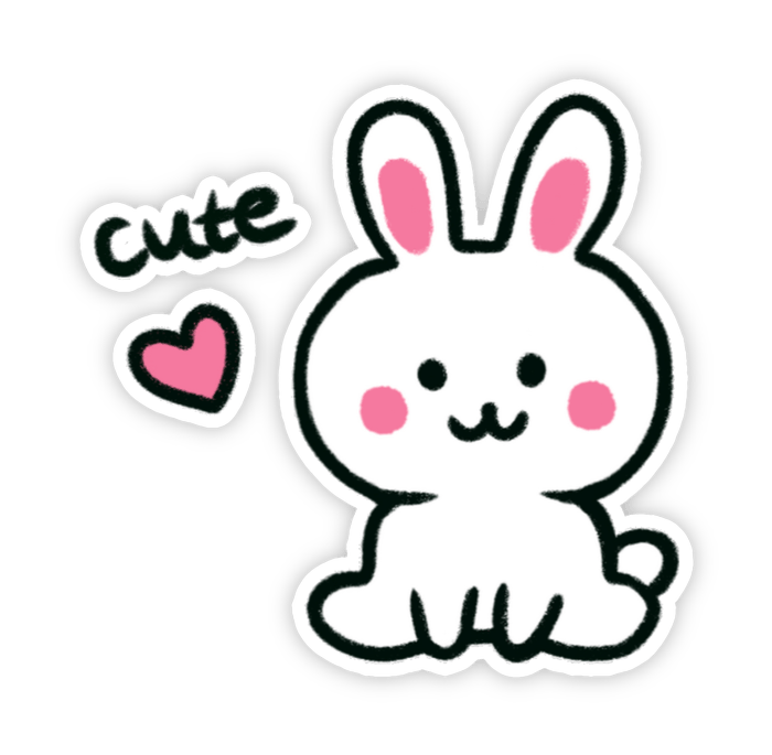 Sticker dễ thương con thỏ trắng cute