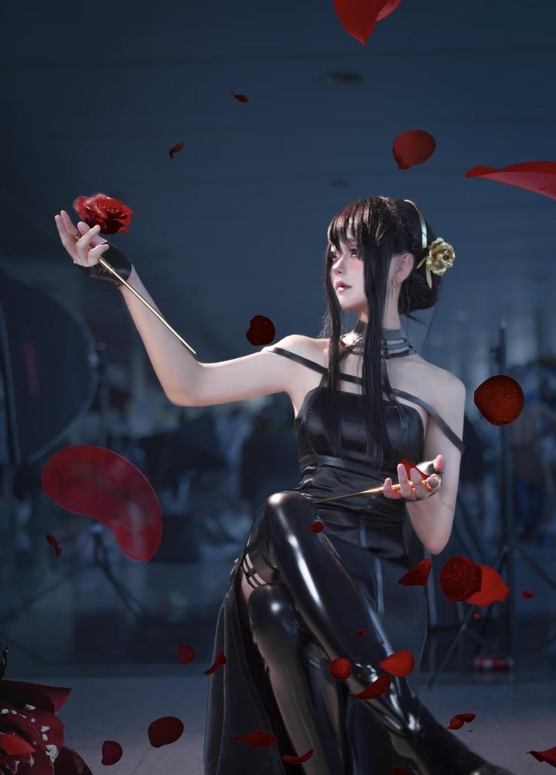 Yor Forger cosplay với tư thế nghiêng nhẹ