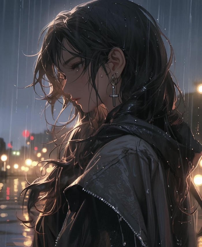 ảnh anime buồn đêm mưa dài