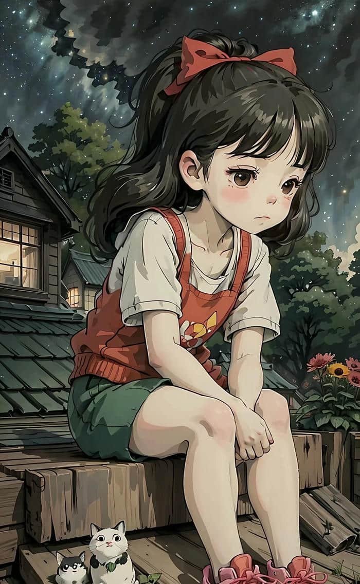 ảnh anime buồn ngồi một mình
