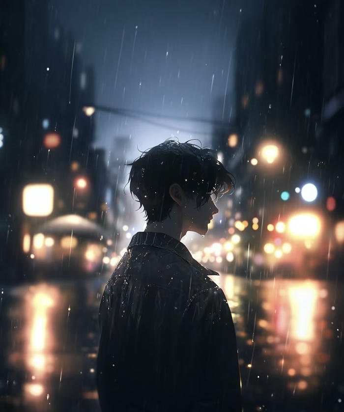 ảnh anime buồn vì tình yêu mưa rơi