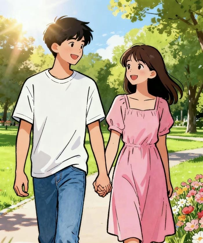 ảnh anime cầm tay bình yên